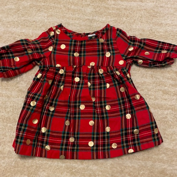 Old Navy Other - NWOT Old Navy Baby Girls Red plaid dress with gold polka dots!